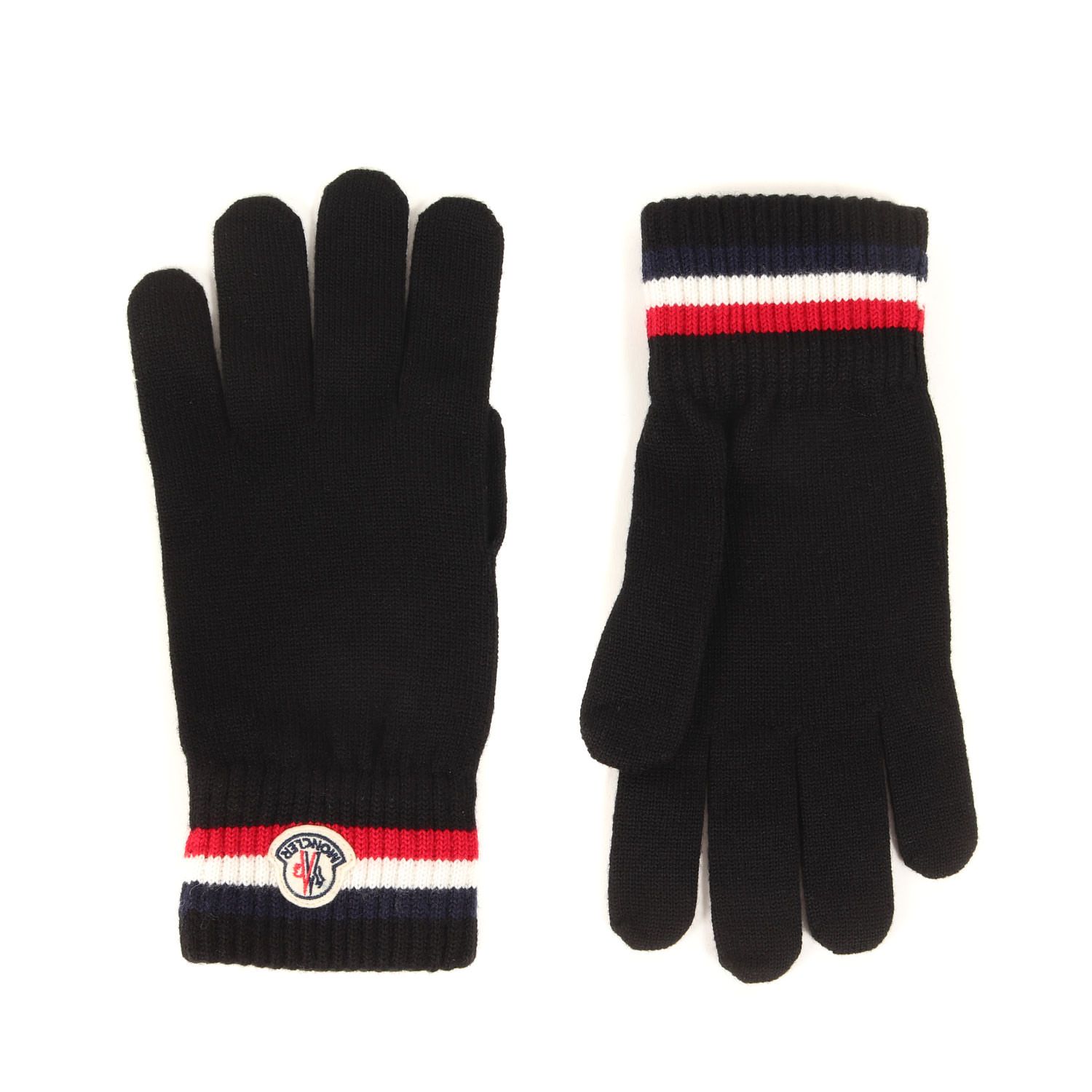 MONCLER モンクレール ブラック 黒 サイズ XL | 23AW トリコロール アイコンワッペン ウール ニット グローブ GUANTI TRICOT I20913A00003 A9575 | 手袋 | イタリア製