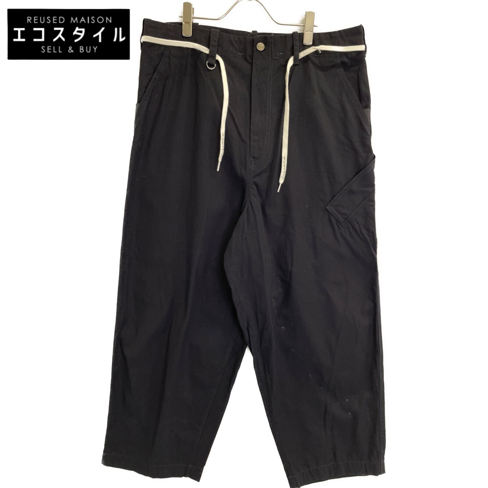 Y-3 ワイスリー FP8674 ﾌﾞﾗｯｸ ｺｯﾄﾝ M CANVAS WORKWEAR WIDE PANTS XS