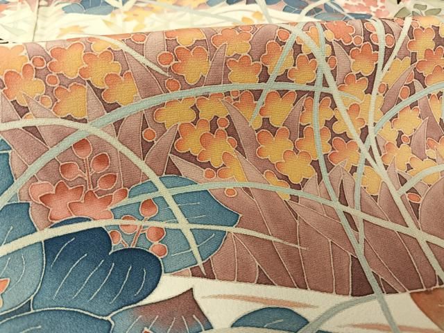 平和屋着物○本加賀友禅作家 押田正義 黒留袖 流水草花文 正絹