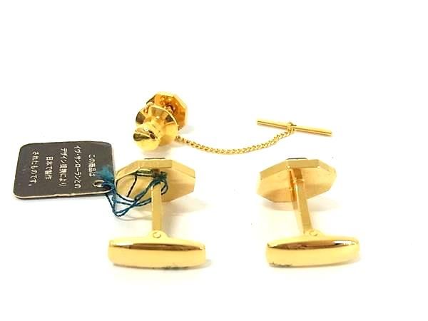 【希少 未使用】 イヴサンローラン シェル カフリンクス ネクタイピン グリーン YSL イブサンローラン シェル シェル カフス ネクタイピン SET