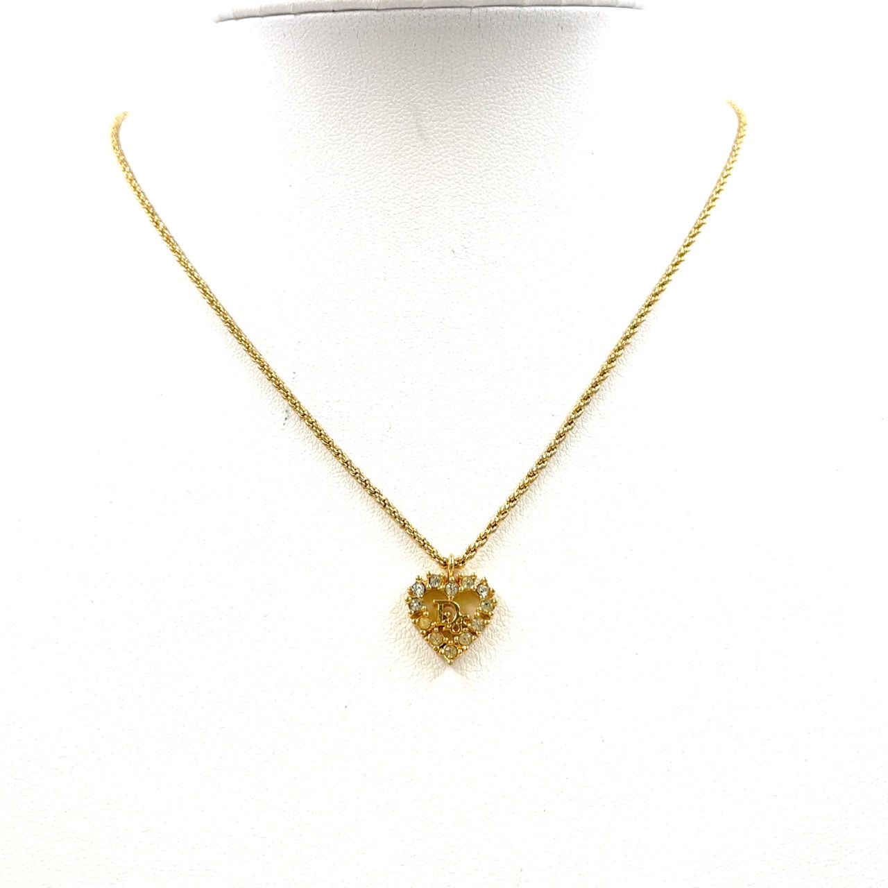 Christian Dior ロゴ GP×ラインストーン ゴールド ネックレス ゴールド