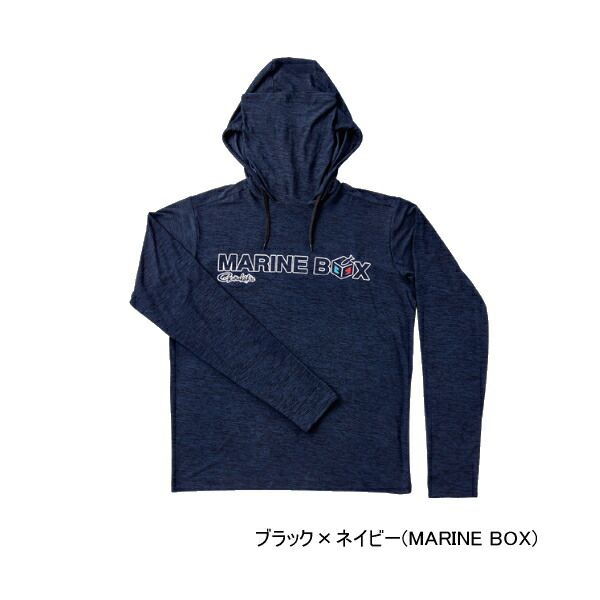≪ 25年3月新商品 ≫ がまかつ サンシェードフーディTシャツ GM-3747 ブラック×ネイビー マリンボックス 3Lサイズ