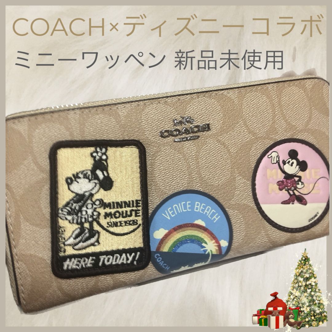 新品未使用 COACH コーチ×ディズニーコラボ ミニーワッペン長財布