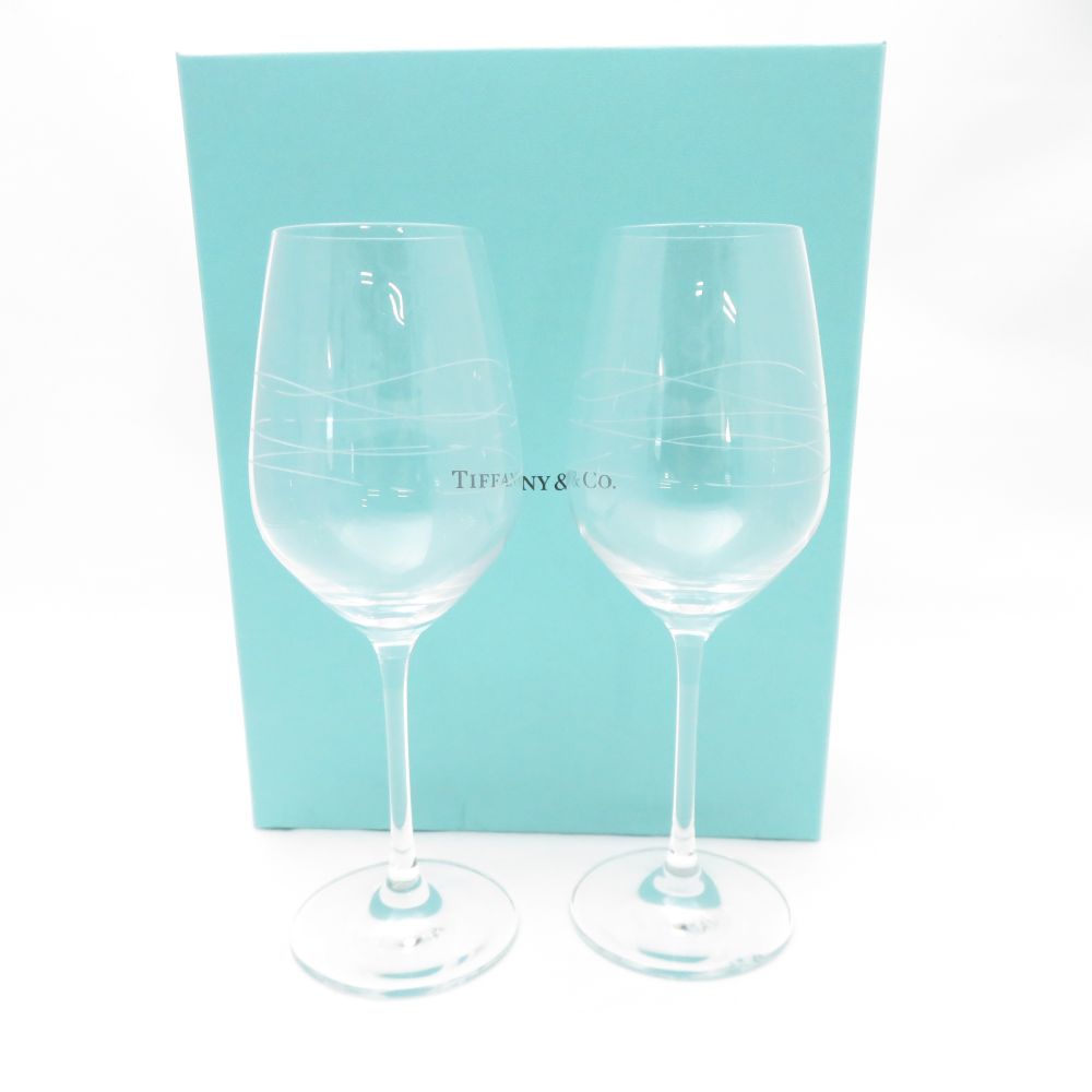 通販 激安 未使用 TIFFANY＆Co. 2客 ワイングラス カデンツ ティファニー 工芸品