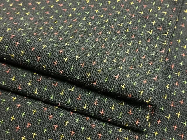 平和屋着物▽本塩沢　単衣　蚊絣　黒地　正絹　逸品　AAAW7645fy 平和屋着物▽本塩沢 単衣 蚊絣 黒地 正絹 逸品 AAAW7645fyの通販 by