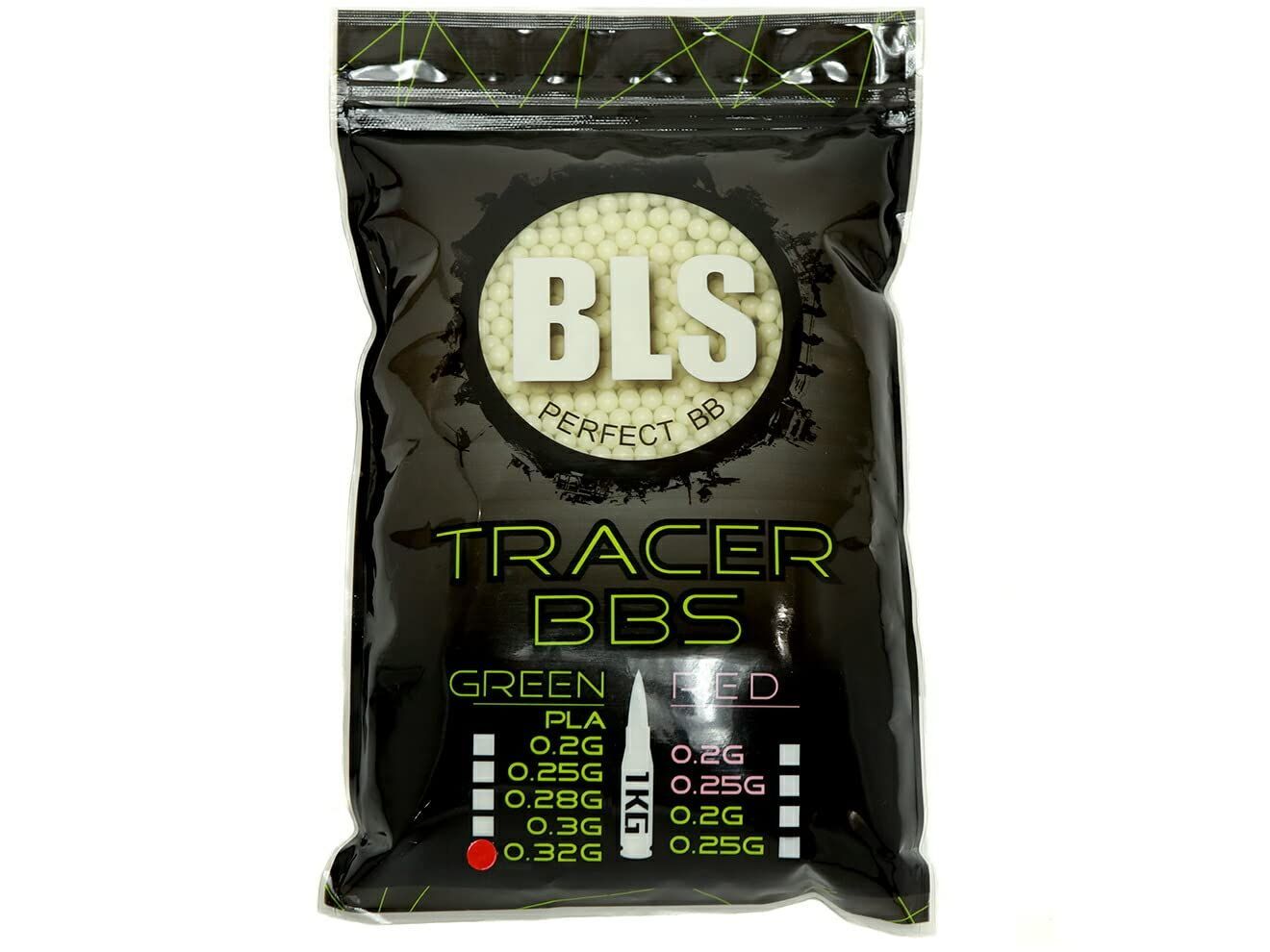 高品質，新作登場 BLS PLA バイオトレーサーBB弾 0.32g 3125発(1kg) グリーン その他