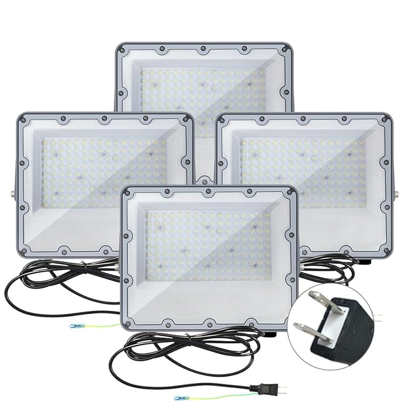 HIKARI LED投光器 100W 144チップ 作業灯 19600LM 投光器 led 屋外 IP67防水 昼光色 6500K 薄 85～265V 省エネ 軽量 看板 駐車場 倉庫 工場 工事用ライト 豪雨対応 4個 A-CBD-J-LEDx4