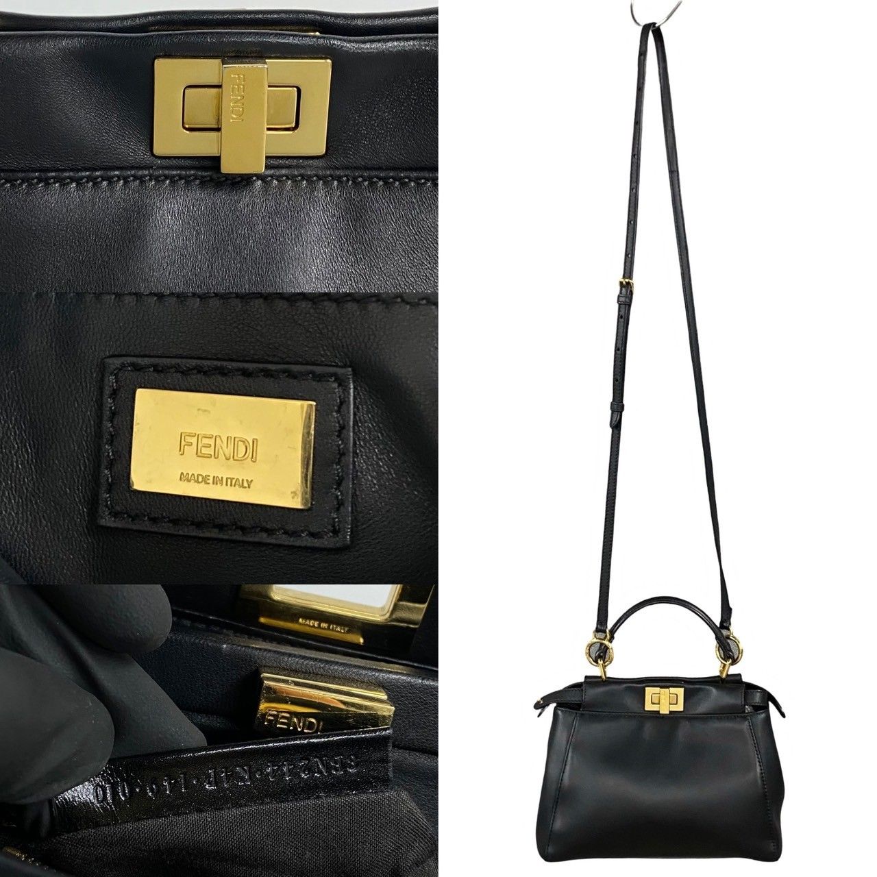極 美品 希少品 袋付き FENDI フェンディ ピーカブー ミニ レザー 本革 