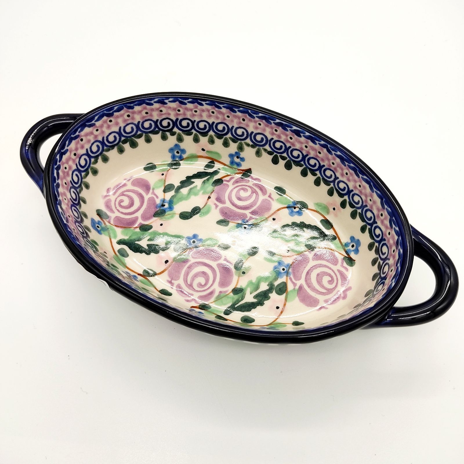 楕円形ボウル 容量 400ml 紫のバラ模様 ポーランド食器