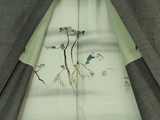 平和屋本店□極上 男性 本場大島紬 アンサンブル 長羽織 100亀甲 総