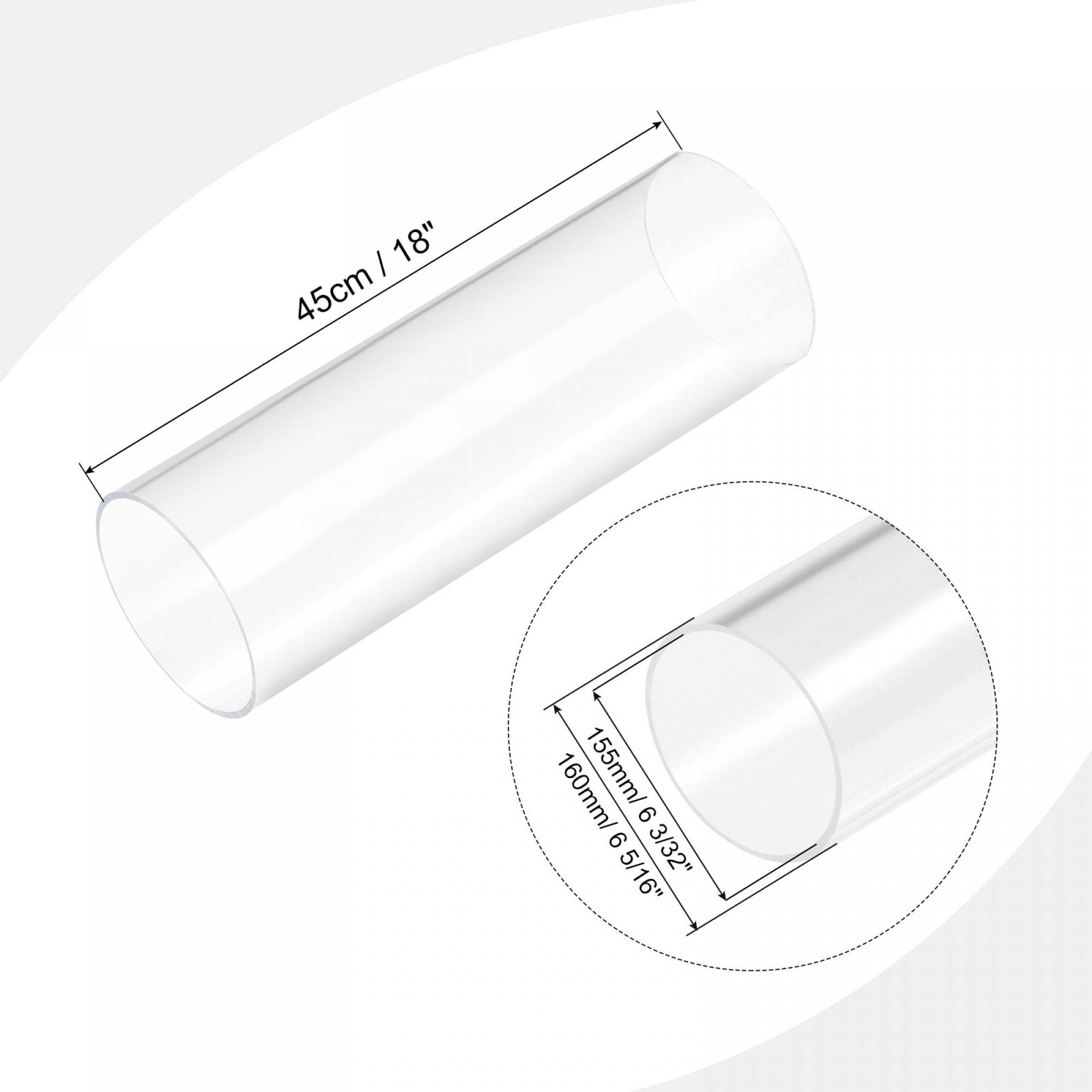 uxcell アクリルパイプ クリア リジッド 丸管 ランプやランタン 水冷システム用 内径155mm 外径160mm 全長45cm