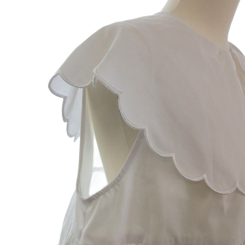 ヨリ yori 美品 スカラップカラーティアードブラウス ノースリーブ