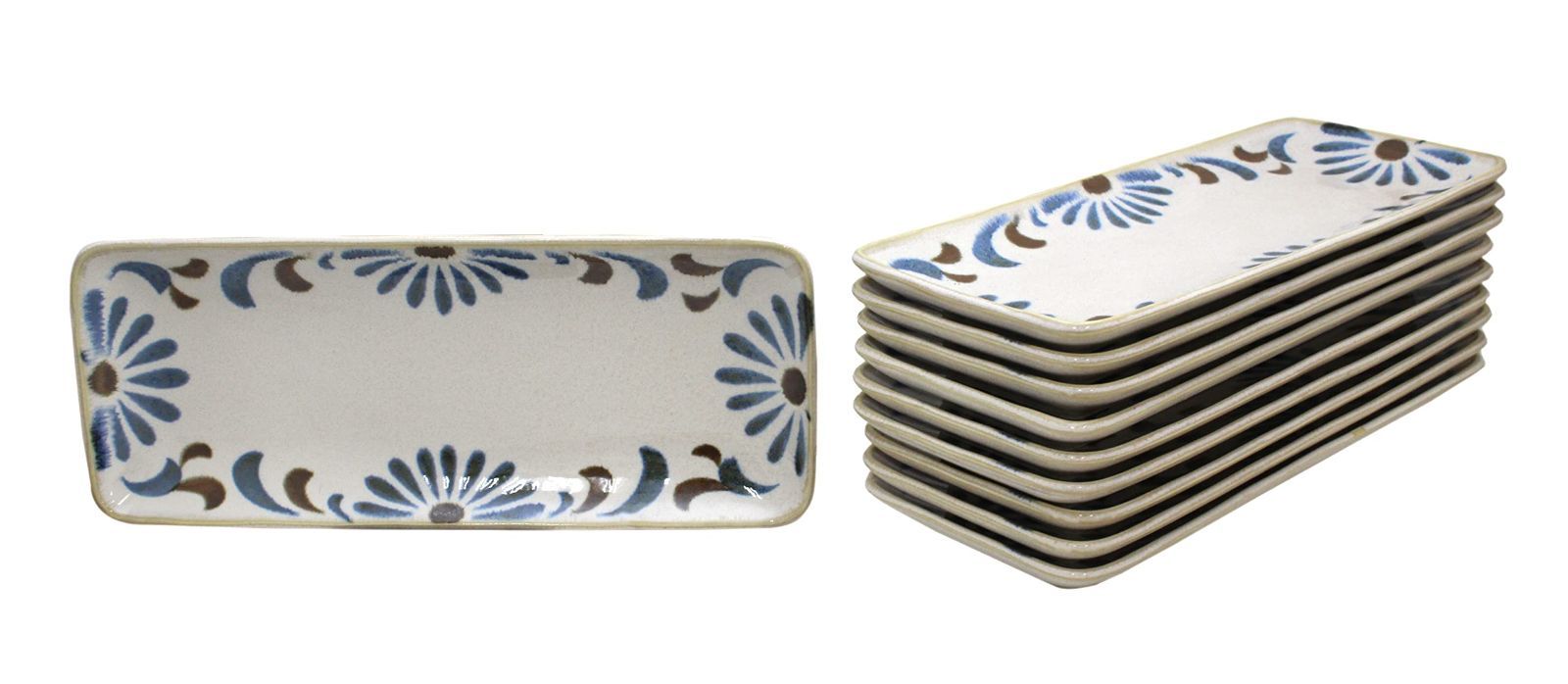 キャッスルエンタープライズ Castle Enterprise 新 業務用 セット 沖縄のおばぁが選んだ やちむん柄の南国風食器 何にでも使える 長角皿10枚セット