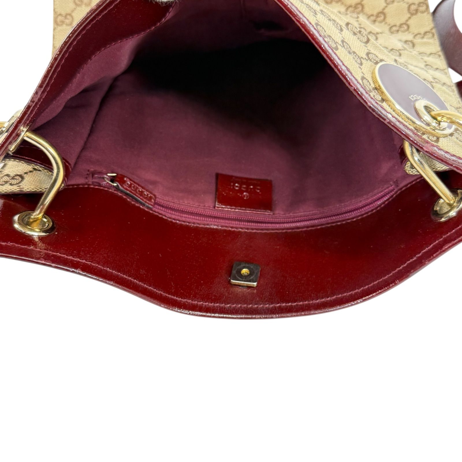 美品】 GUCCI グッチ GGキャンバス エナメル ショルダーバッグ