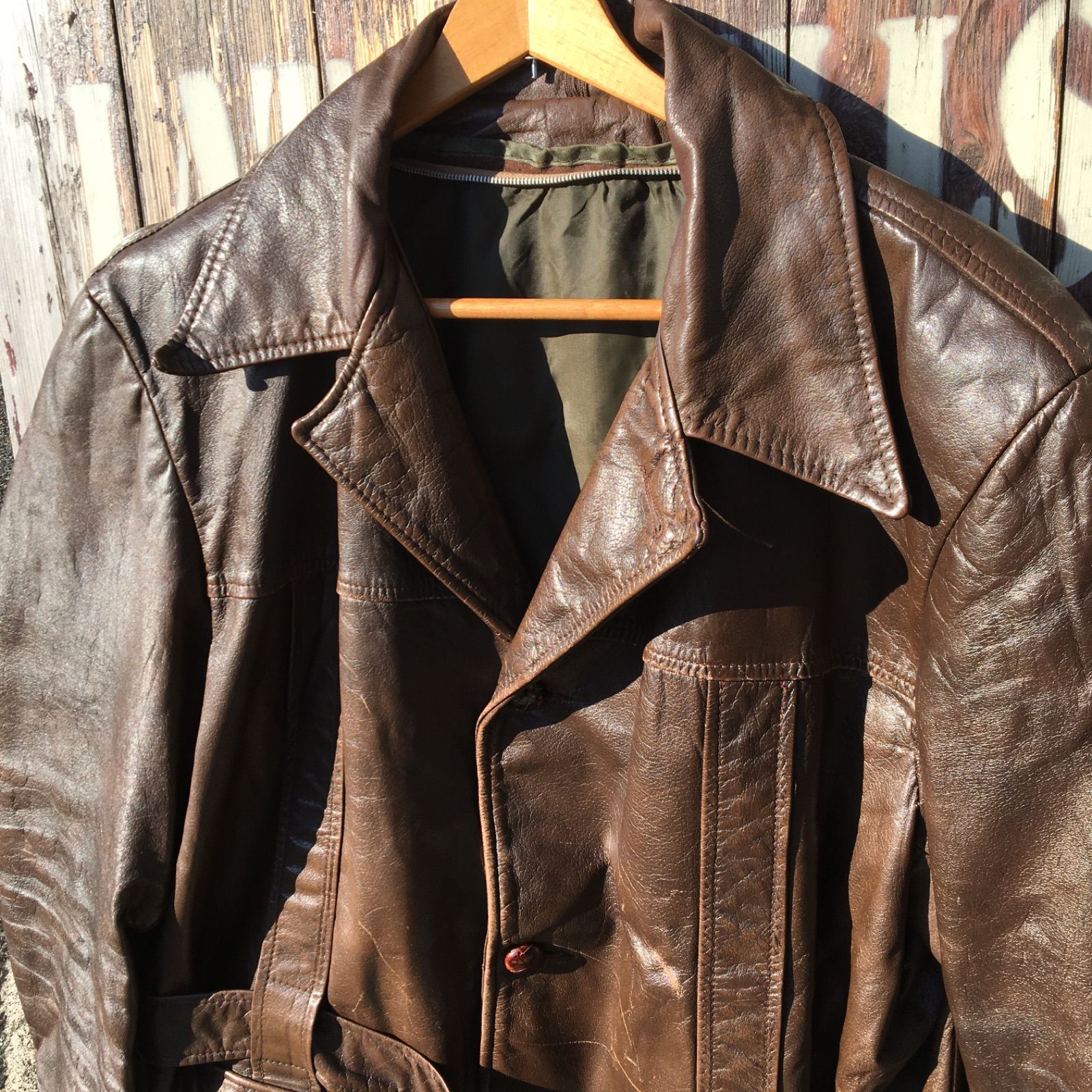 60s Vintage Leather Car Coat ビンテージ レザー カーコート 本革 レザージャケット◆US-L相当
