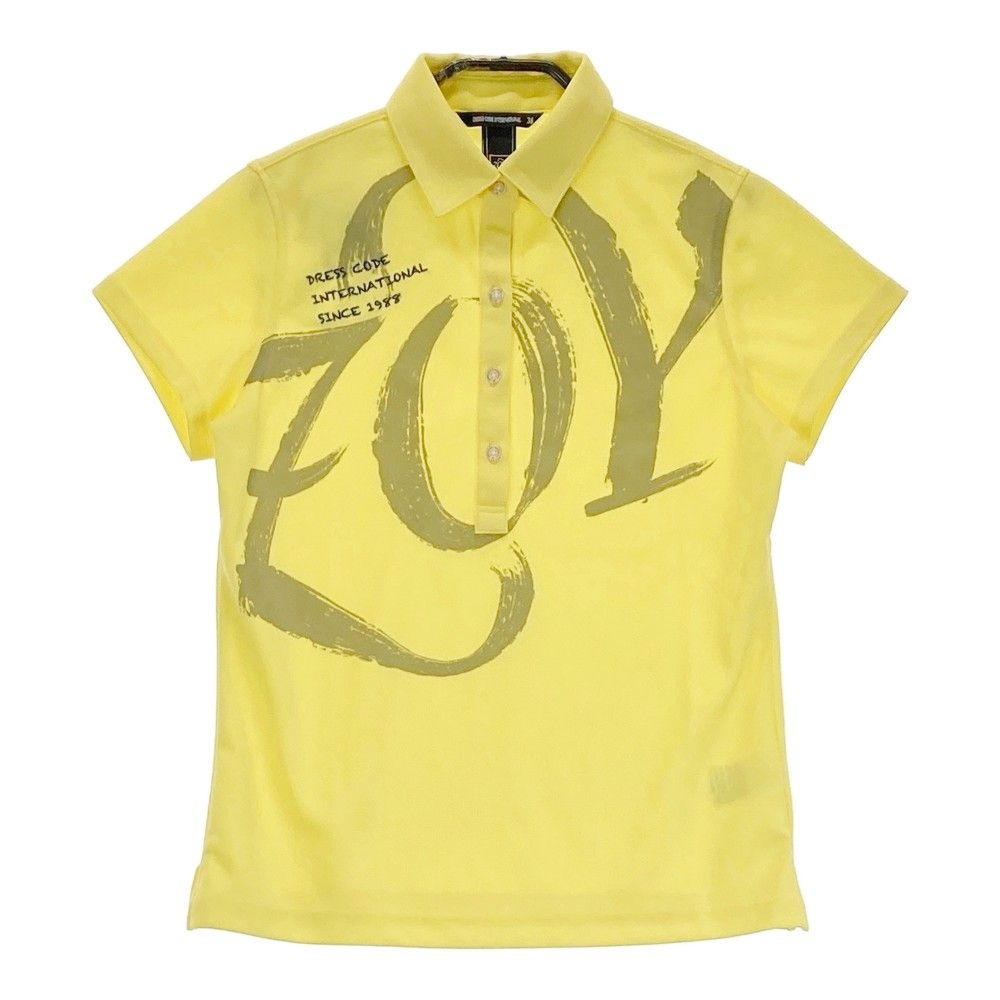 サイズ：38 ZOY ゾーイ  半袖ポロシャツ 総柄 イエロー系 [240101458559] ゴルフウェア レディース ストスト サイズ：38 ZOY ゾーイ 半袖ポロシャツ イエロー系