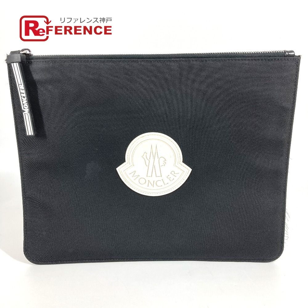 MONCLER モンクレール クラッチバッグ ロゴ ラージポーチ ナイロンキャンバス ブラック