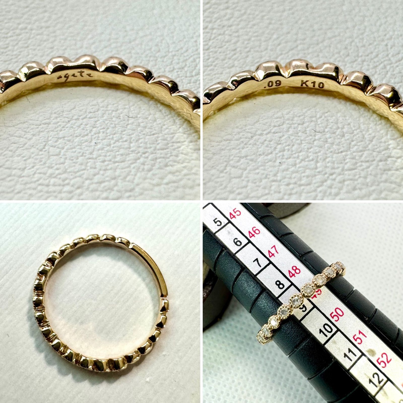 agete◇K10YG*9号*フリルリング*アガット*ダイヤモンド - メルカリ