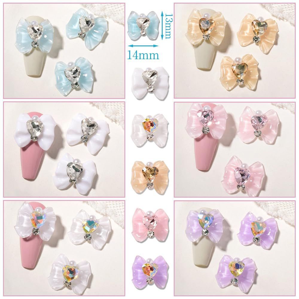 特売】LOYELEY ネイルパーツ リボン 約30個セット 6色 蝶結び リボン