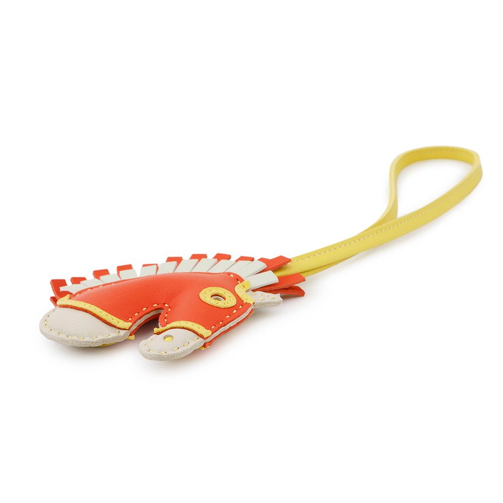 エルメス バッグチャーム ジージー カマイユ オレンジ/ライム