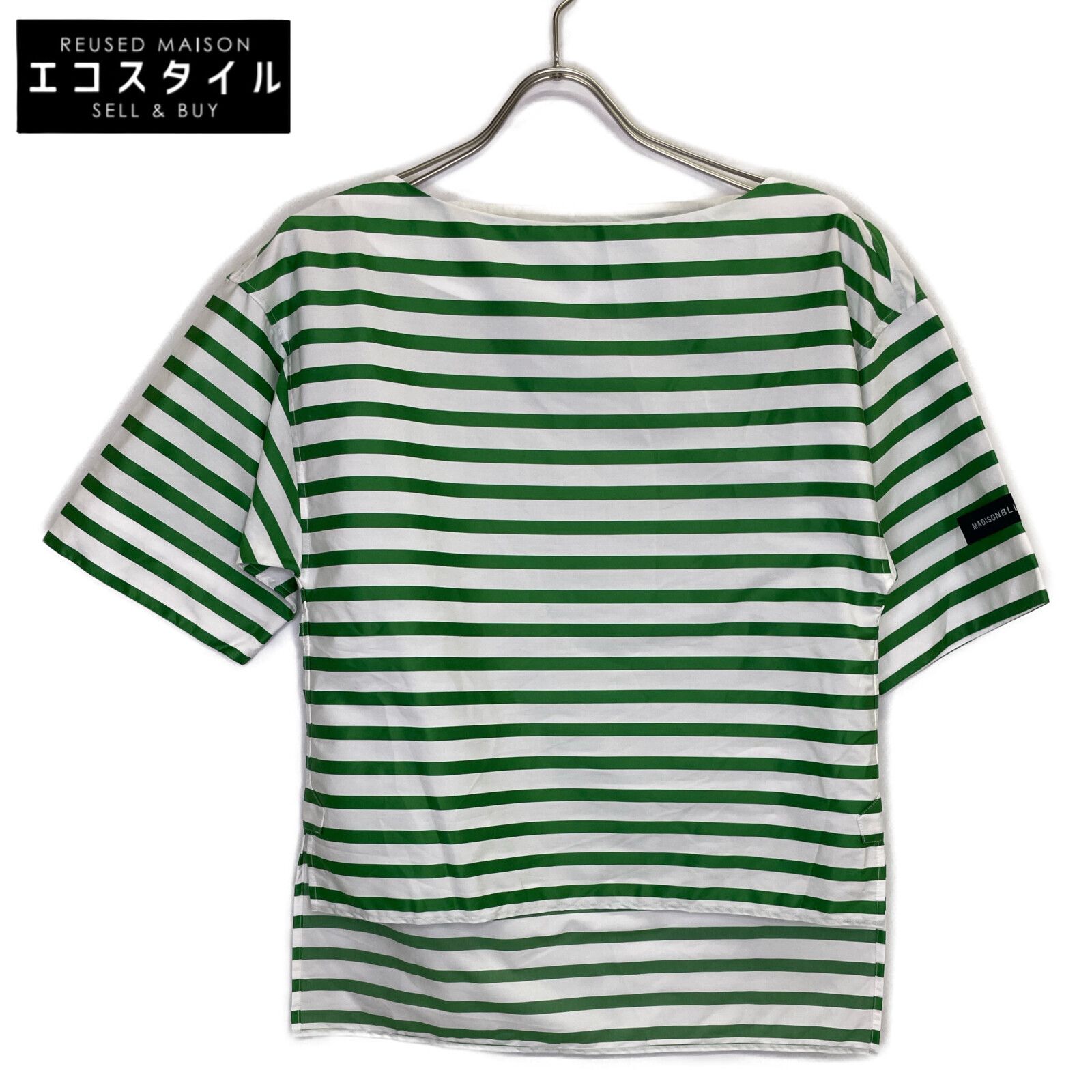 MADISON BLUE マディソンブルー MB231-5029 ﾎﾜｲﾄ×ｸﾞﾘｰﾝ BASQUE SH S|S BORDER 00