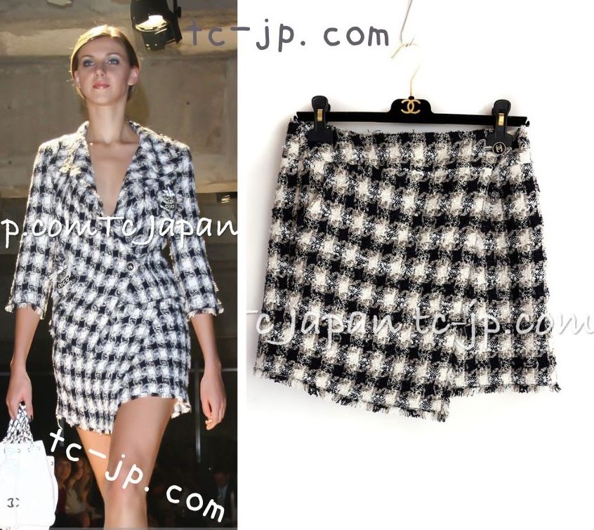 シャネル スカート CHANEL ホワイト ブラック 貴重レア 入手困難  