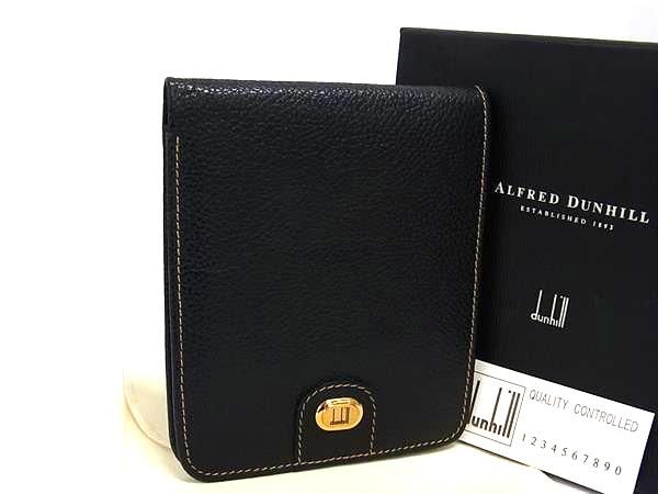 dunhill ダンヒル レザー 二つ折り 財布 ウォレット 札入れ カード入れ メンズ ブラック系 FU2525