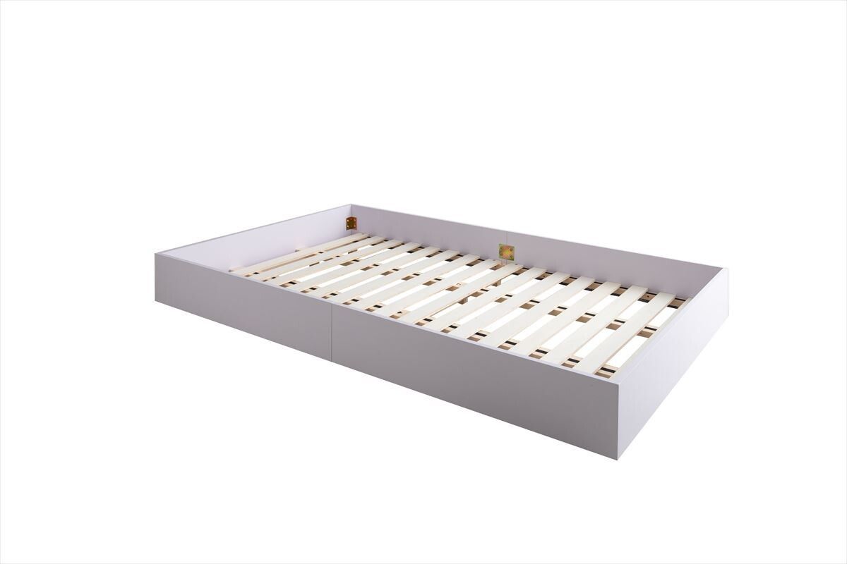 【セミダブル】Slib すのこローベッド(ボンネルマットレス付き) ホワイト セミダブル】Slib すのこローベッド(ボンネルマットレス付き) ホワイト