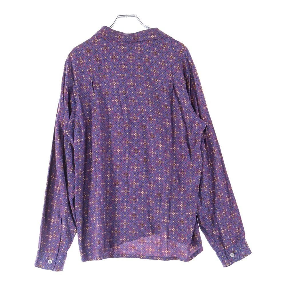 VINTAGE ヴィンテージ 40s SHAPELY WASHABLE OPEN COLLAR レーヨン オープンカラー 長袖 シャツ 総柄 マルチカラー パープル