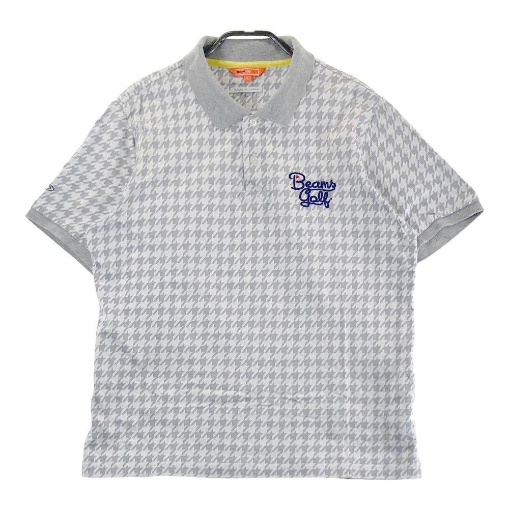 サイズ L BEAMS GOLF ビームスゴルフ 半袖ポロシャツ 千鳥柄 グレー系 240101432654 ゴルフウェア メンズ ストスト