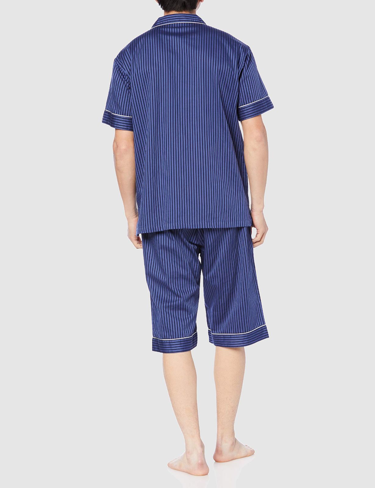 グンゼ] パジャマ KaiminNavi快眠ナビ半袖6分丈パンツ シルク入りサテンストライプ メンズ 3XL [グンゼ] パジャマ KaiminNavi快眠ナビ半袖6分丈パンツ シルク入りサテンストライプ メンズ