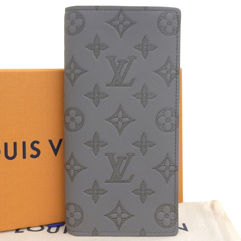 【本物保証】 箱・布袋付 新品同様 ルイヴィトン LOUIS VUITTON モノグラム シャドウ ポルトフォイユ ブラザ M81335 二つ折り長財布