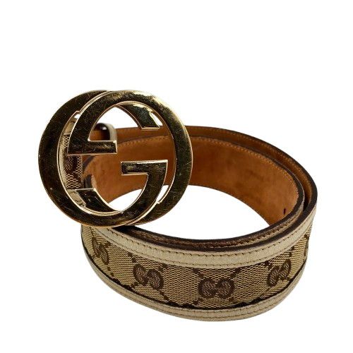 GUCCI インターロッキングG ベルト 114876 GGキャンバス レザー