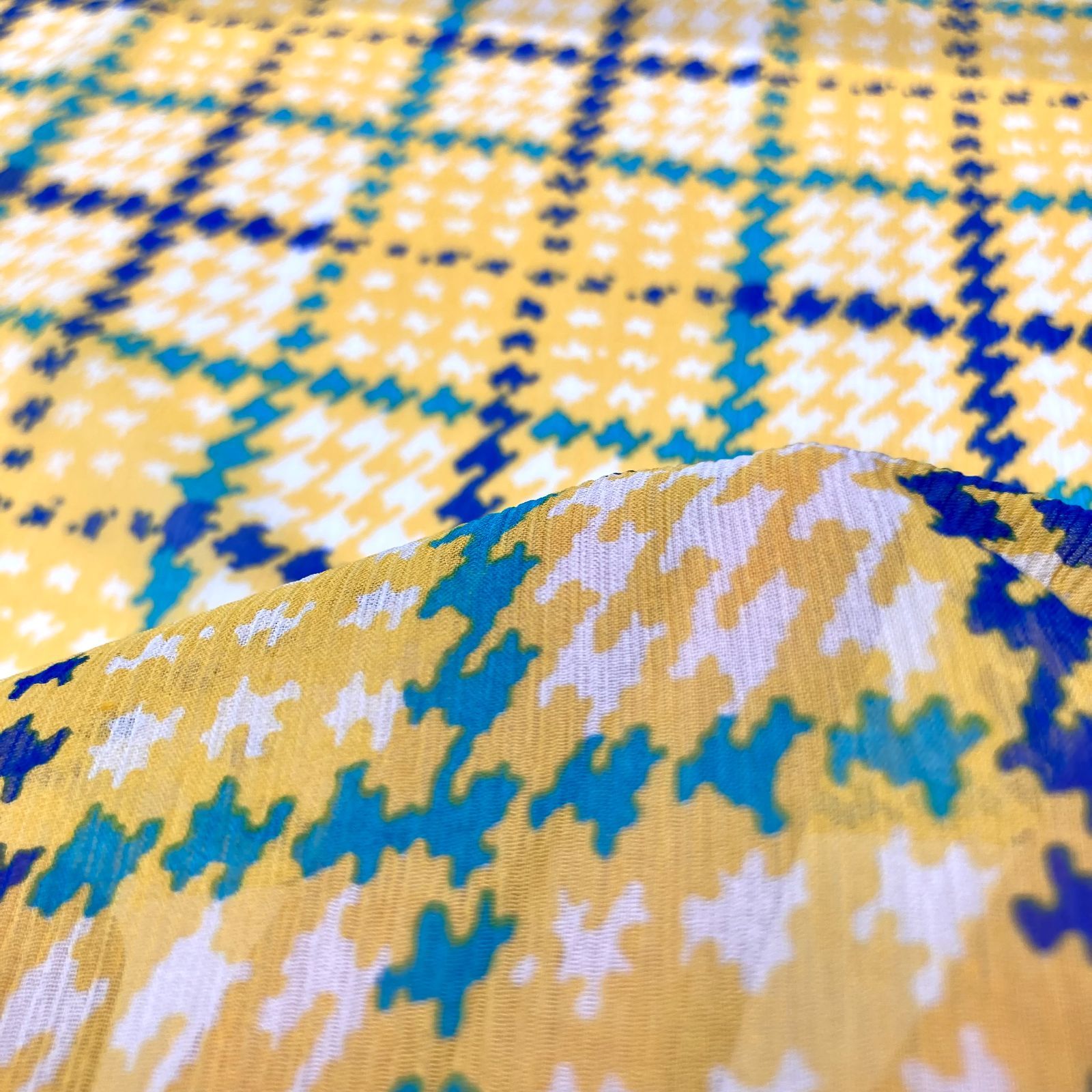 希少品＆1点のみ【#1628】ヴァレンティノ製チェック柄シルクシフォン 
