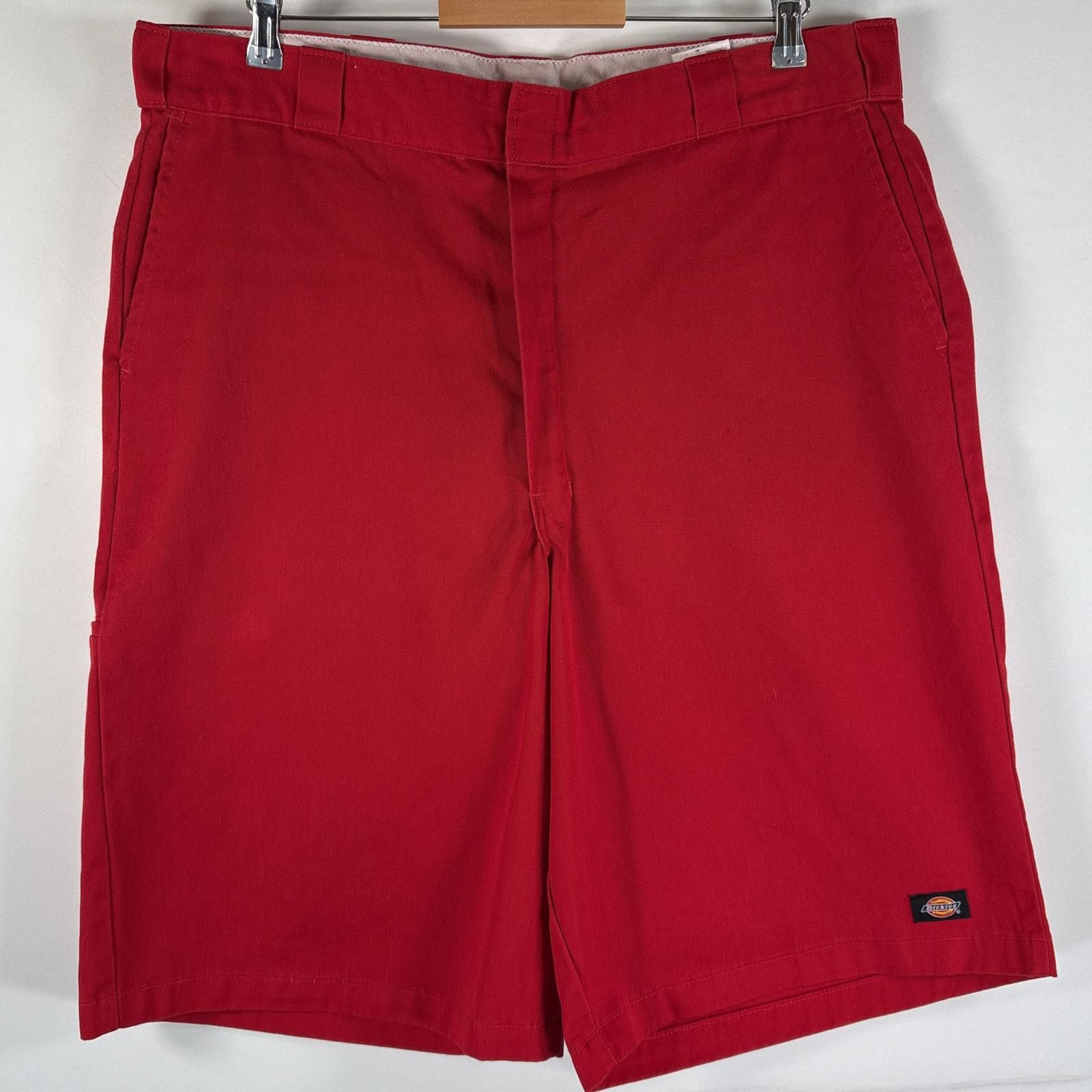 古着 ディッキーズ Dickies ショートパンツ カラーパンツ ワークパンツ サイドポケット ワンポイントロゴ 大きいサイズ w40  レッド メンズ