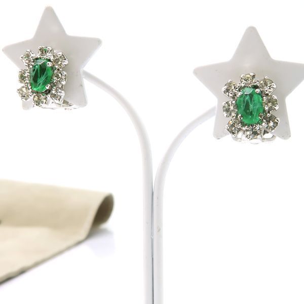 Christian Dior BIJOUX ネックレス / イヤリング シルバーカラー 緑石 
