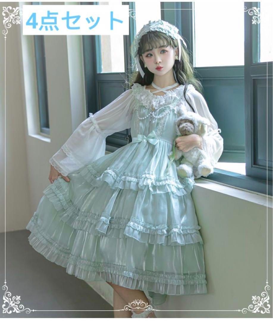 3段フリルジャンパースカート&ヘッドアクセのセット No.766 3段フリル