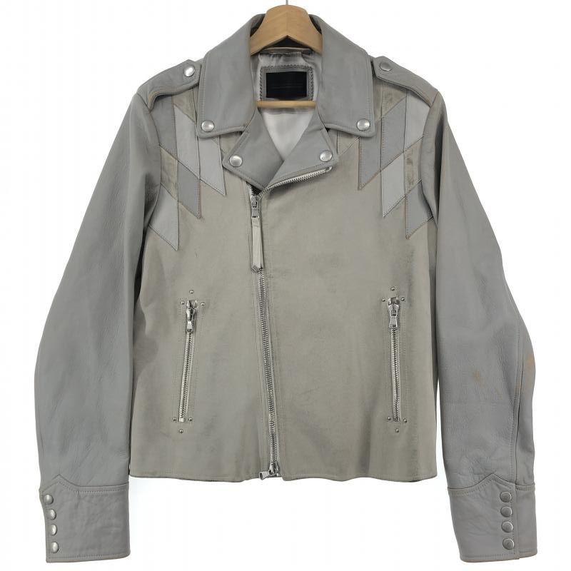 【中古】DIESEL ダブルライダースジャケット 44 グレー ディーゼル[10]