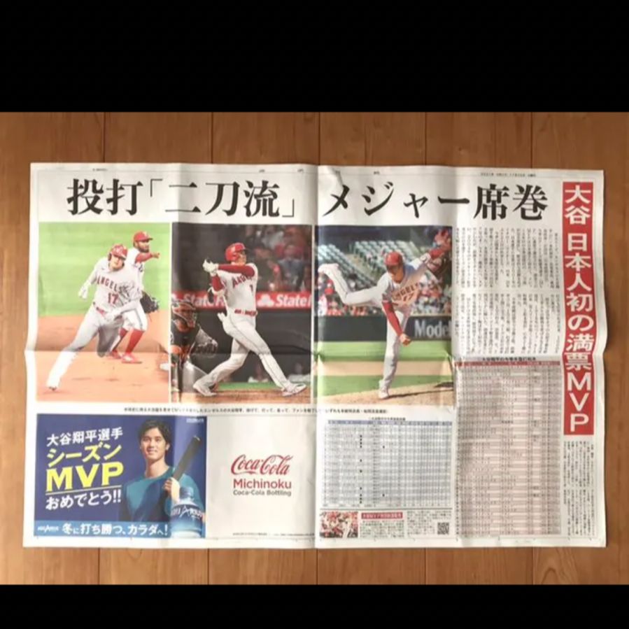 未読品 岩手日報 2021年11月20日号 & 大谷MVP特別紙面 - メルカリ