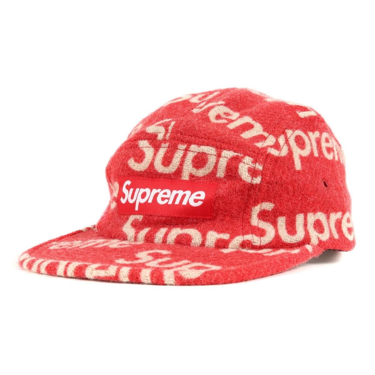 Supreme シュプリーム キャップ 18AW ×Harris Tweed ハリスツイード ツイード BOXロゴ キャンプキャップ Harris  Tweed Camp Cap 帽子 レッド カジュアル