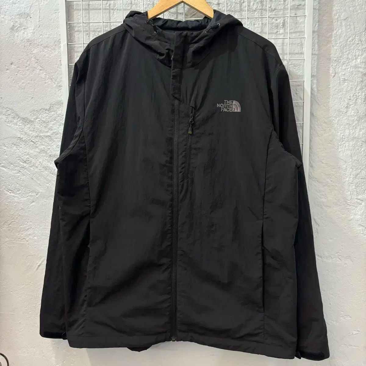 THE NORTH FACE ブラック フーディー ナイロン ウィンドブレーカー 2XL