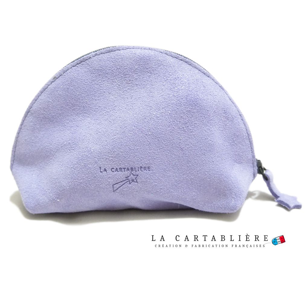 LA CARTABLIEREフランス製きらきらスエード 半円ポーチ#Lパープル 