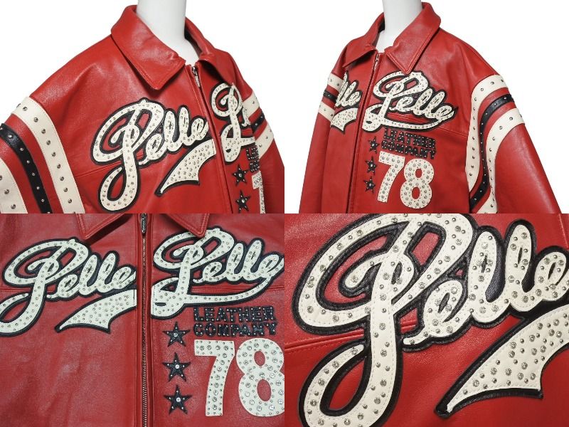 極美品 pellepelle ペレペレ ENCRUSTED VARSITY PLUSH レザー