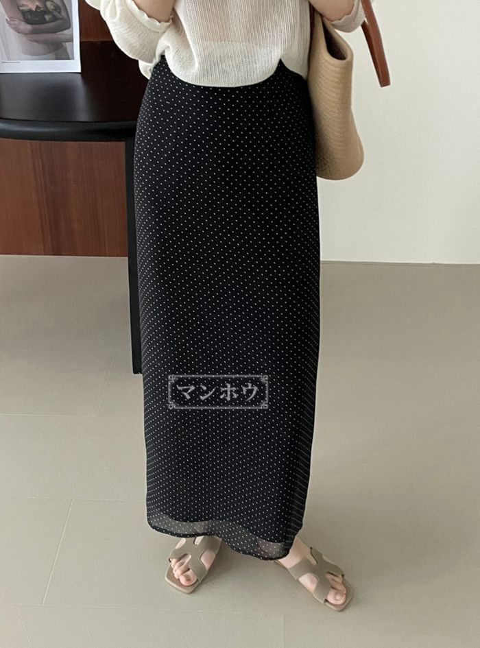 ロングスカート ボトムス レディース 秋タイト 長め ロング丈 スカート 水玉 きれいめ カジュアル 通勤 春 夏  taochuan41