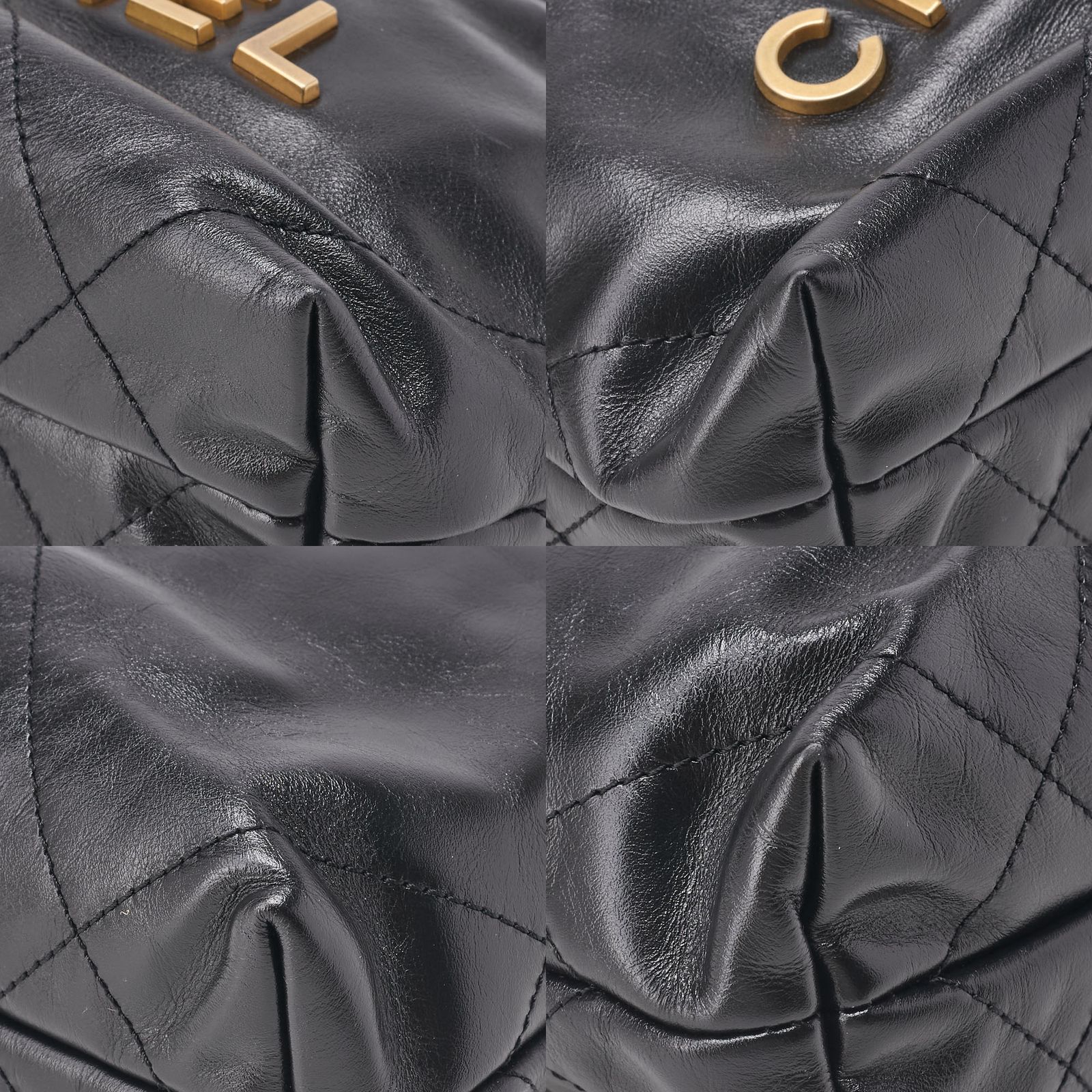 CHANEL シャネル シャネル22 ミニ カーフスキン 黒 巾着 チェーン