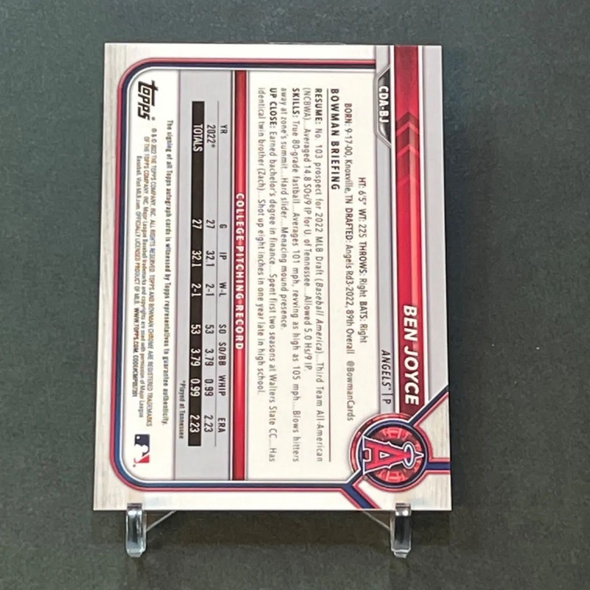 ベンジョイス直筆サインカード 2022 Bowman Chrome 1st Bowman 