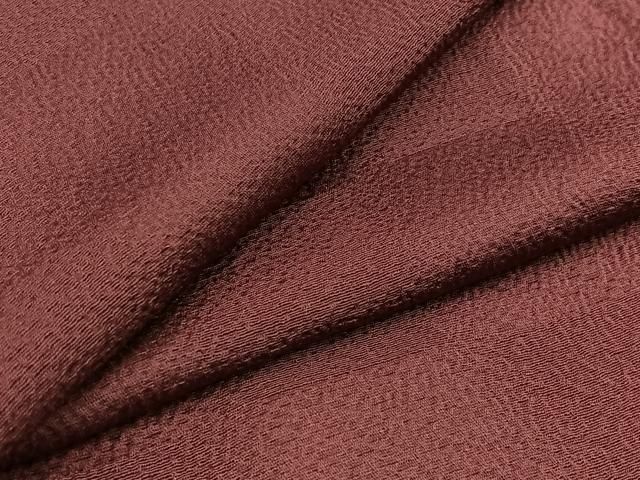 平和屋着物▽世界的友禅作家 千地泰弘 色無地 単衣 市松地紋 暗紅色 正絹 AABC0707jh