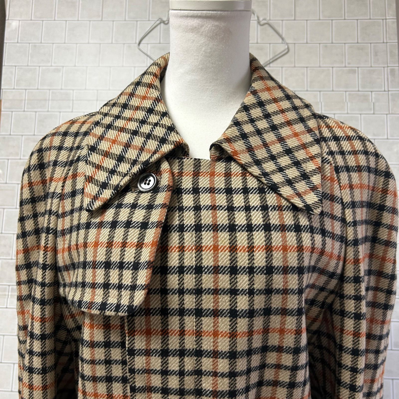 DAKS ダックス チェック柄 トレンチコート ロング ウール