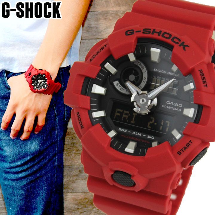 CASIO Gショック GA-700-4A 海外モデル メンズ 腕時計 ジーショック ウレタン アナログ デジタル アナデジ 赤 レッド 腕時計 カシオ  メンズ G-SHOCK 還暦祝い g-shock 推し活グッズ - メルカリ