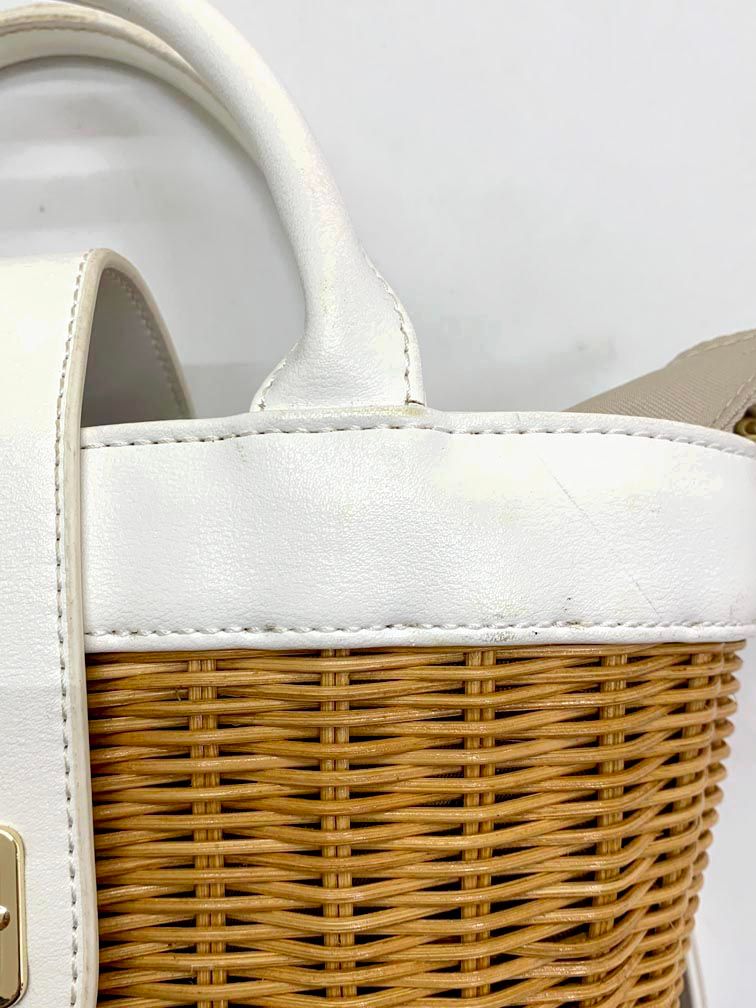 DIANA ダイアナ　ラタンかごバッグ　カゴ　ショルダー　2way レザー　白 DIANA ダイアナ ラタンかごバッグ カゴ ショルダー 2way レザー